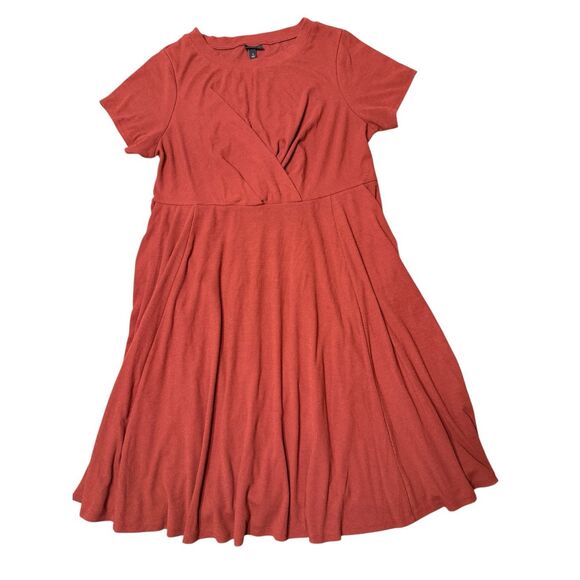 Torrid Ribbed Tucked Front Dress Rust Red Womens Plus Size 1 / 1X Stretchy - Picture 1 of 6